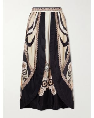 La DoubleJ Printed Silk-Voile Maxi Skirt - Black