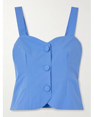 D'Estree Dora Cotton-Poplin Top - Blue
