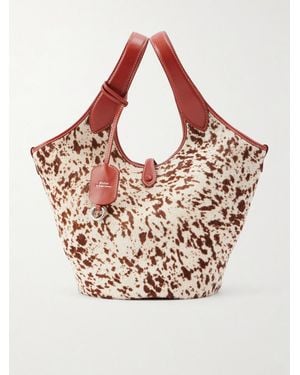 Polo Ralph Lauren Ply Medium Leather-Trimmed Cow-Print Calf Hair Tote - Pink