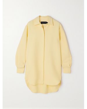 Brandon Maxwell The Phillippa Wool And Silk-Blend Crepe Mini Shirt Dress - Yellow