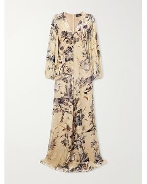 Etro Printed Floral-Jacquard Maxi Dress - Natural