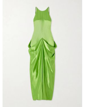 KHAITE Kent Open-Back Draped Satin Maxi Dress - Green