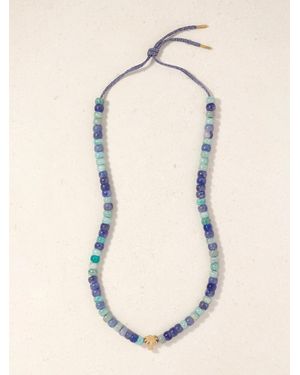 Carolina Bucci La Palma Forte Kette Mit Amazoniten, Blauen Achaten Und Details Aus 18 Karat - Natur