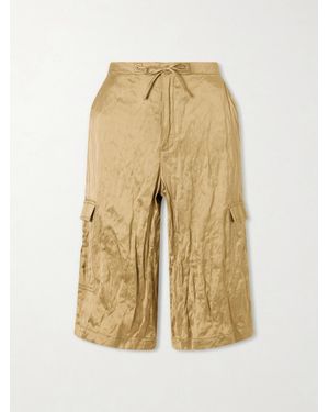 Aflalo Bromer Crinkled-Satin Straight-Leg Shorts - Natural