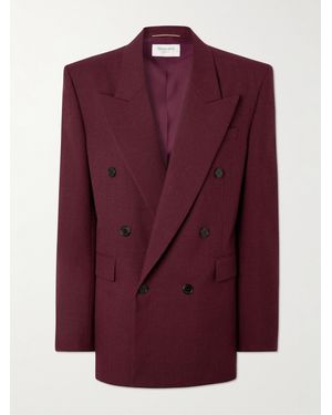 Saint Laurent Doppelreihiger Blazer Aus Wolle - Lila