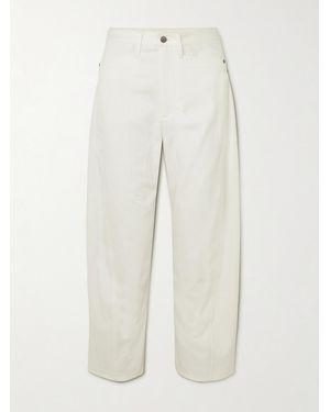 Maria McManus Bow High-Rise Barrel-Leg Jeans - White