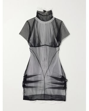 Dilara Findikoglu Heart Of Stone Frayed Mesh Mini Dress - Black