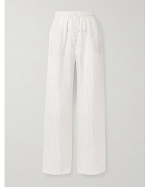 Frankie Shop Brenna Hose Mit Weitem Bein Aus Oxford Mit Streifen - Weiß