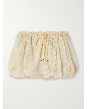 Chloé Lace Panelled Silk Shorts - Natural