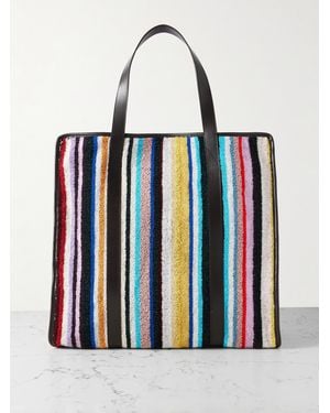 Missoni Chandler Leather-Trimmed Striped Terry Tote - White