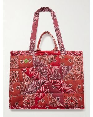 Call it By Your Name Cabas Maxi Embroidered Quilted Patchwork Printed Cotton Tote
