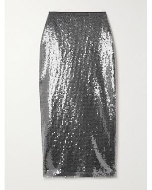 David Koma Sequined Tulle Midi Skirt - Grey