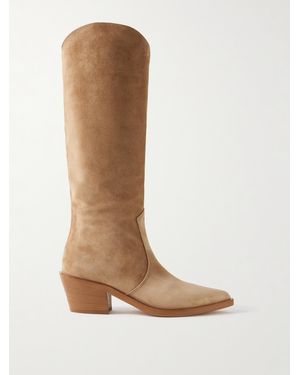 Gianvito Rossi Waylon 45 Suede Knee Boots - White