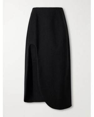 Jil Sander Wool Cut-Out Midi Skirt - Black