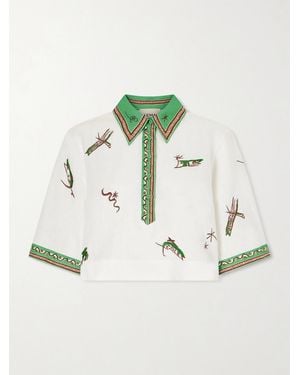ALÉMAIS Wanda Printed Embroidered Linen Shirt - Metallic
