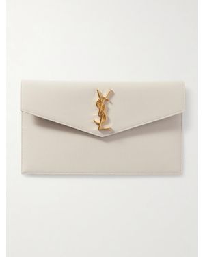 Saint Laurent Uptown Textured-Leather Pouch - Natural