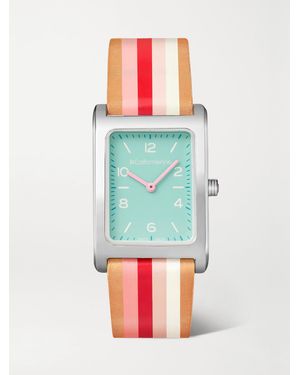 La Californienne Daybreak 24Mm Steel Striped Leather Watch - Red