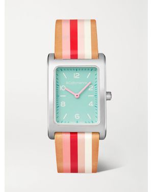 La Californienne Daybreak 24Mm Steel Striped Leather Watch - Red