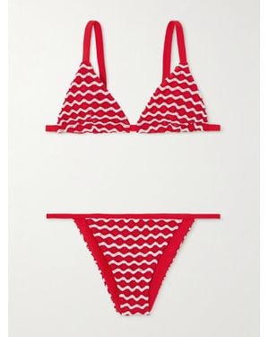 SARA CRISTINA Sun Two-Tone Crocheted Bikini - Red