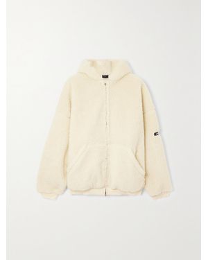 Balenciaga Oversized Hooded Faux Shearling Jacket - Natural