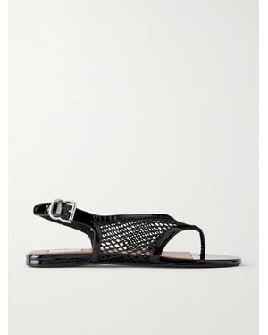 Alaïa Fishnet Flat Sandals - Black