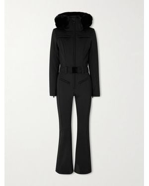 Goldbergh Parry Belted Hooded Plush-Trimmed Ski Suit - Black
