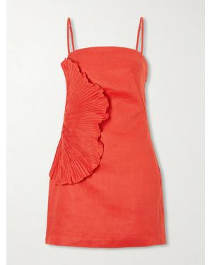 ANDRES OTALORA Respiro Lento Embellished Linen Mini Dress - Red