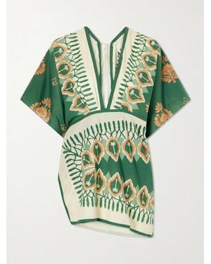 Johanna Ortiz Inundada De Colour Printed Cotton-Voile Mini Dress - Green