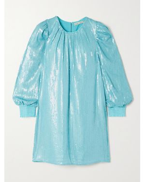 Alice + Olivia Pauletta Sequined Tulle Mini Dress - Blue