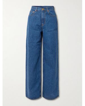 Blazé Milano Nariida Java Embroidered High-Rise Wide-Leg Jeans - Blue