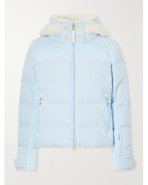 Bogner Minu Cord Hooded Padded Plush-Trimmed Shell And Corduroy Down Ski Jacket - Blue