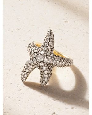 Lucy Delius Sea Star Ring 14-Karat Rhodium-Plated Diamond Ring - Natural