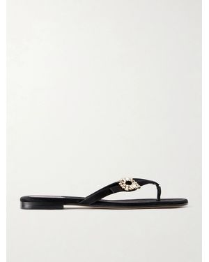 Roger Vivier Infradito Embellished Satin Thong Sandals - White