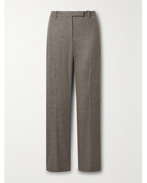 Veronica de Piante Riley Herringbone Pinstriped Wool And Cashmere-Blend Wide-Leg Pants - Gray