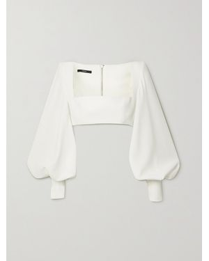 Alex Perry Arlo Cropped Satin-Crepe Top - Natural