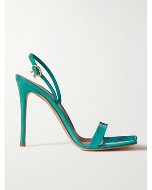 Gianvito Rossi Ribbon 105 Patent-Leather Slingback Sandals - Green