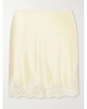 Doen Giulietta Lace-Trimmed Silk-Charmeuse Mini Skirt - Natural