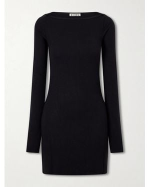 ÉTERNE Ribbed Jersey Mini Dress - Black