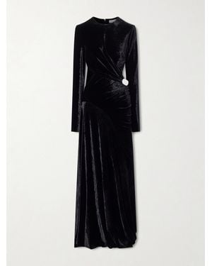 Rabanne Embellished Cutout Velvet Maxi Dress - Black
