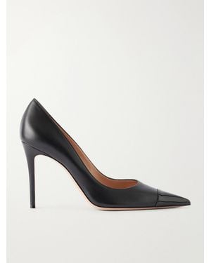 Gianvito Rossi 95 Patent-Trimmed Leather Court Shoes - Black