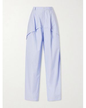 Loewe Paula's Ibiza Striped Panelled Cotton Poplin Wide-Leg Trousers - Blue