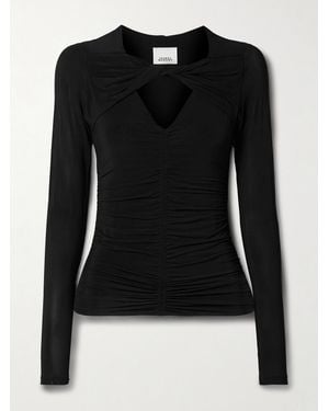 Isabel Marant Vandalia Cutout Ruched Stretch-Jersey Top - Black