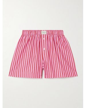 Comme Si La Boxer Classica Shorts Aus Gestreifter Baumwollpopeline - Rot