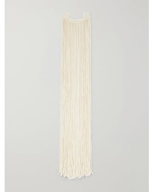 Alaïa Fringed Crocheted Scarf - White