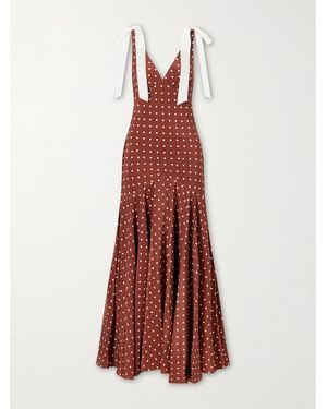 Rodarte Polka-Dot Silk-Crepe Midi Dress - Red