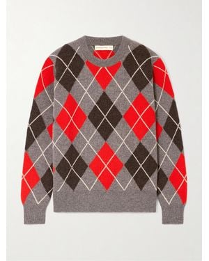 &Daughter Argyle Checked Wool Jumper - Red
