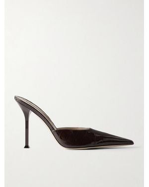 Christen Helix 95 Toe Croc-Effect Patent-Leather Mules - Brown