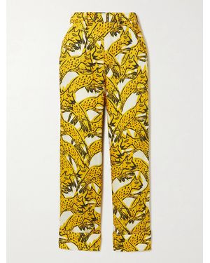 AZ FACTORY Printed Recycled Satin-Twill Wide-Leg Trousers - Yellow