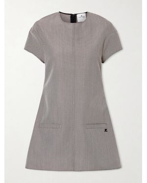 Courreges Heritage Houndstooth Wool-Blend Mini Dress - Grey