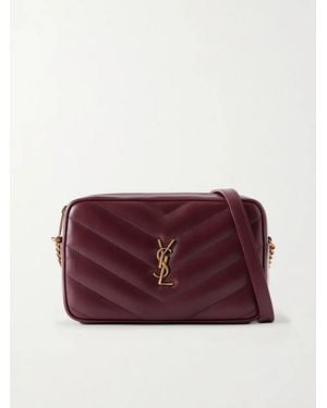 Saint Laurent Loulou Quilted Textured-Leather Shoulder Bag - Purple